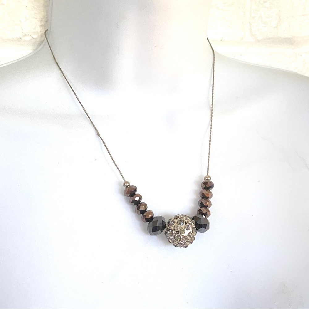 Faceted Glass Beads on Silvertone Chain Necklace